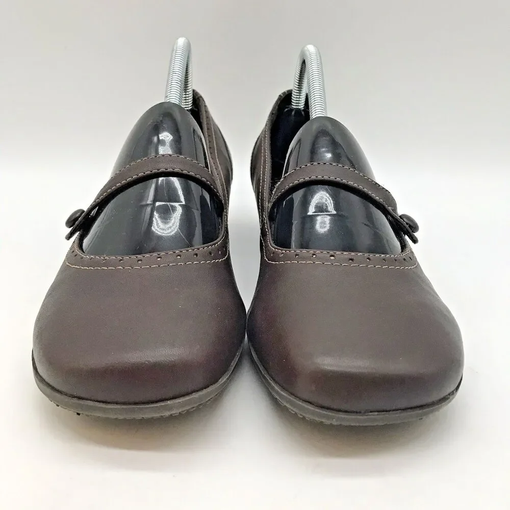Croft & Barrow Kala Brown Mary Janes Women's 10M Leather 73277 Comfort Wedge